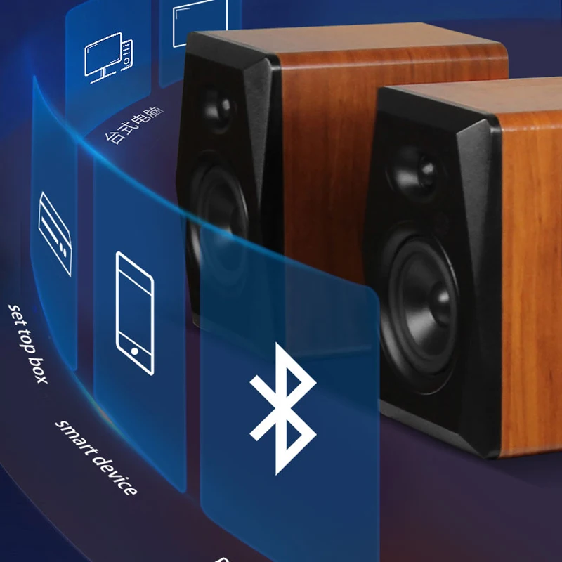 Estante de madeira com Bluetooth, Coaxial Hi-Fi Speaker, Audiophile, Computer-to-Box, Multimídia, FAV-15