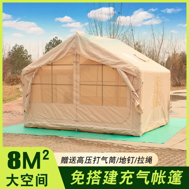 6 flat outdoor camping inflatable tent canopy integrated thickened rainproof portable camping room-free hut