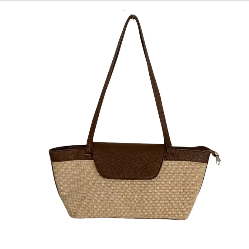 Новая соломенная тканая сумка 2025, сумка подмышки во французском стиле ретро, летняя модная сумка на одно плечо