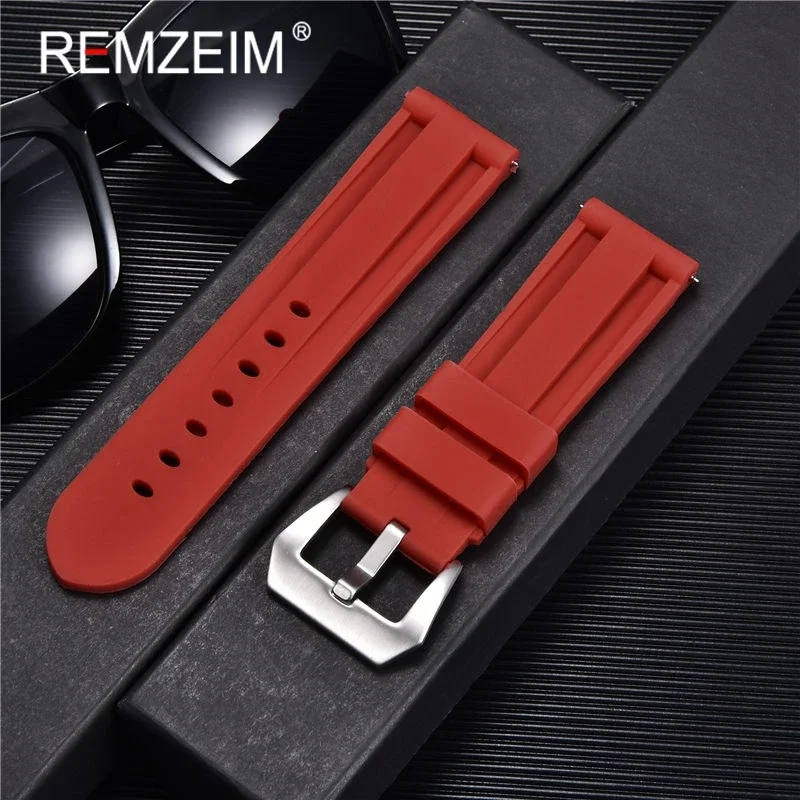 REMZEIM 22mm 24mm 26mm Rubber Silicone Watch Band High Quality Strap Brand Watchband Men Replacement Wrist Watch Accessories