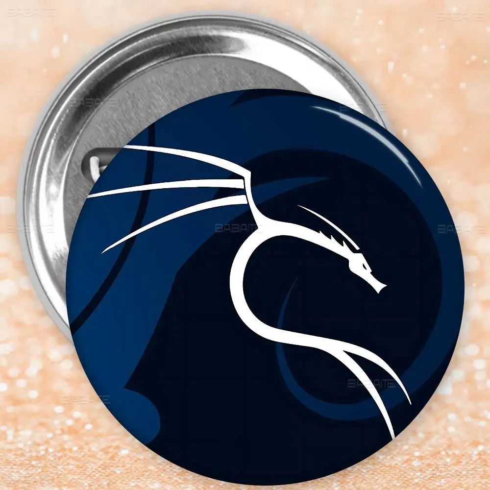 K-Kali Linux 32/44/58mm Round Cartoon Brooches Handmade Pins For Backpack Jewelry Accessories Gifts Creative Badge - view 4