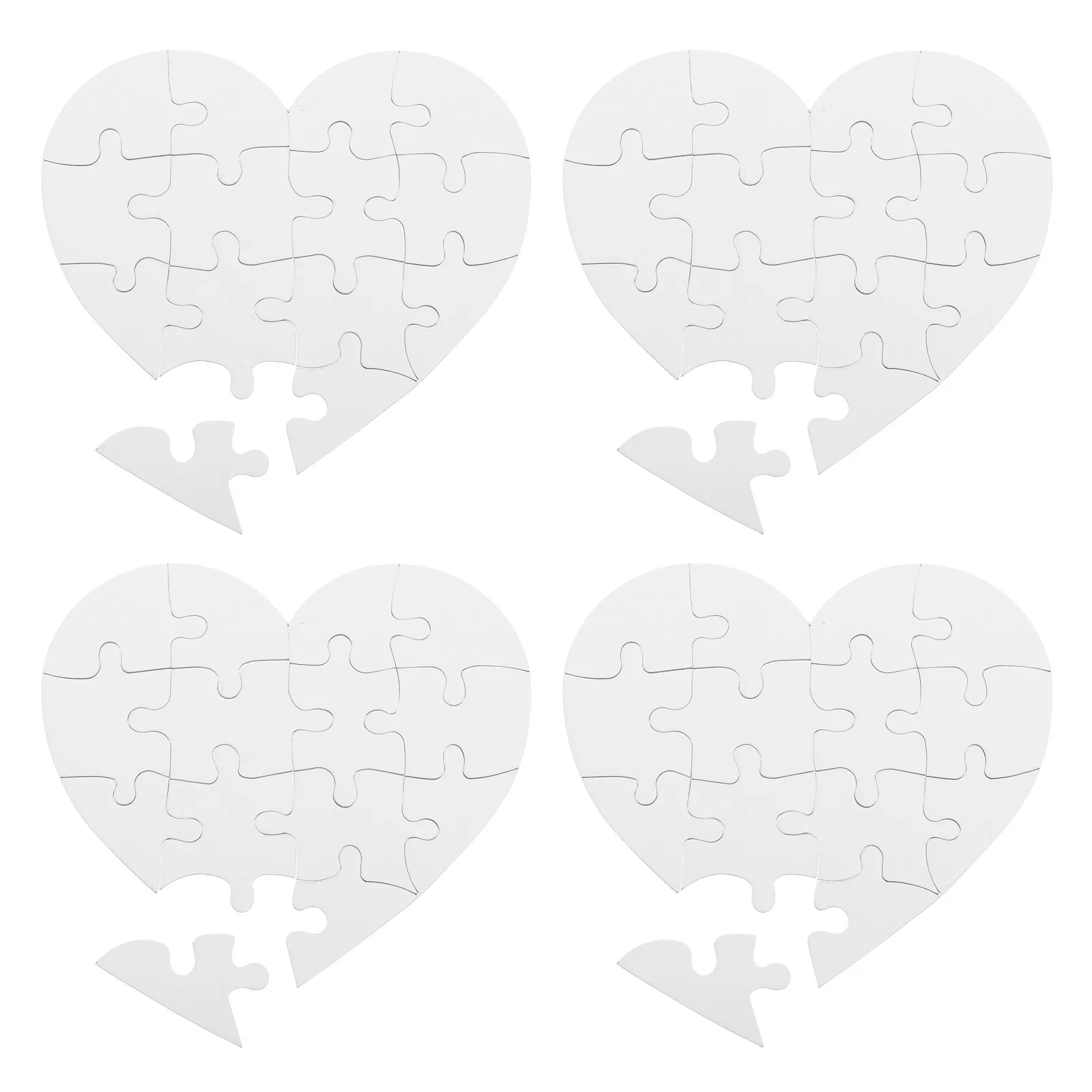 4Sets Blank Puzzle Piece Heart Shaped DIY Coloring Puzzle for Children Drawing Craft Kit Painting Materials Creative Activity