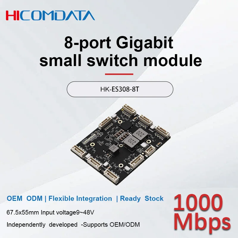 HICOMDATA 8-port Gigabit Intrinsically Safe Mining Switch PCBA Module Intelligent Robot Video Transmission PCBA Motherboard
