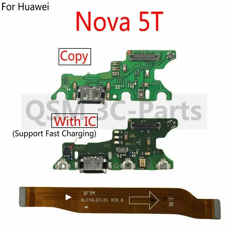 

Для Huawei Nova 5T: USB-разъем для зарядки, док-станция, порт зарядки, гибкий шлейф с микрофоном, запасные части