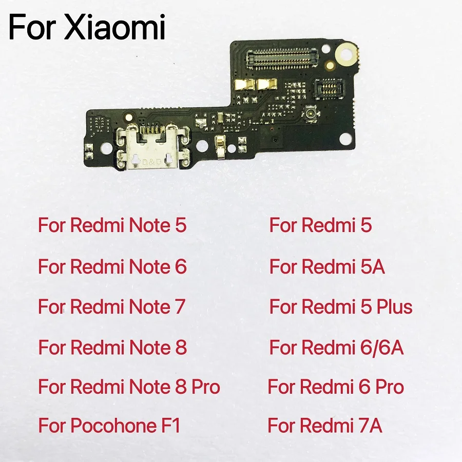 1Pcs USB Charging Port Connector Flex Cable With Microphone Mic For XiaoMi PocoPhone F1 Redmi Note 7 6 5 Pro Plus 7A 6A S2