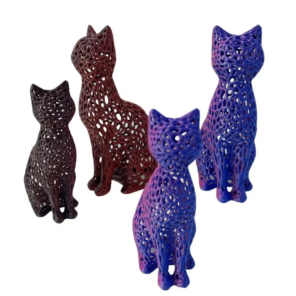 Hollow Cat Figurine for Handmade 3d Printed Statues for Home Office Decor Gifts for Pet Owners