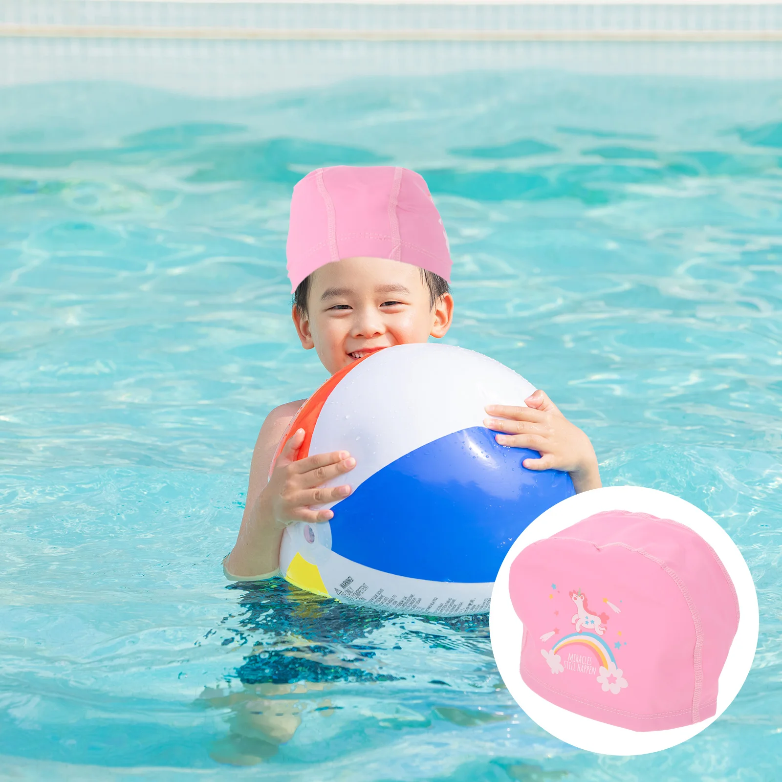 

Waterproof Kids Swim Cap Unicorn Elastic Bathing Hat Ear Protection Long Hair Swimming Pool Swim Cap for Girls
