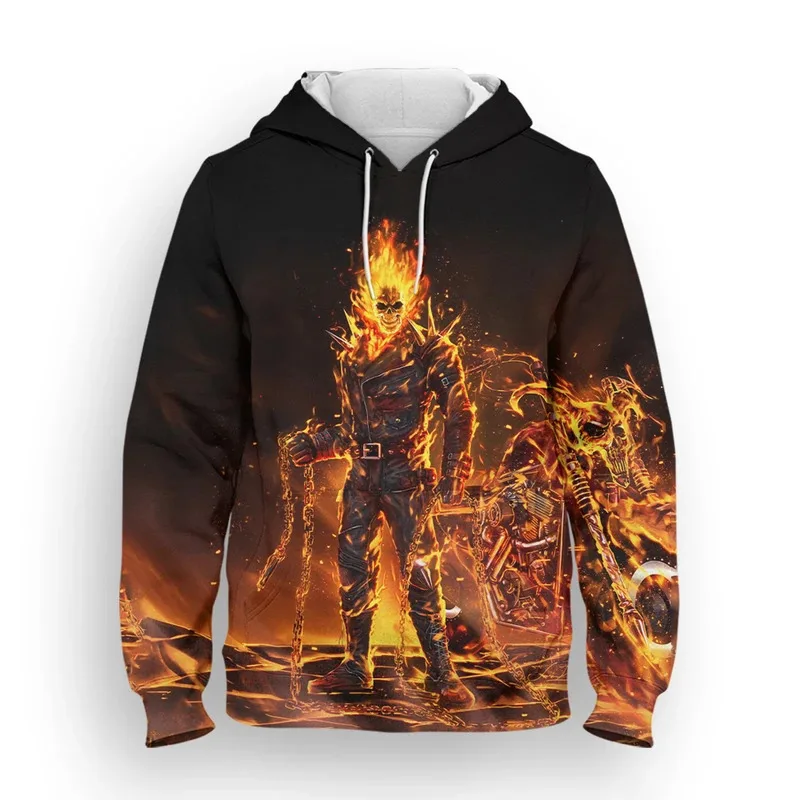 

Miniso Women's Oversize Hoodie Ghost Rider 3D Printed Cool Children Sweatshirts Spring Fashion Harajuku Men's Clothes Tops