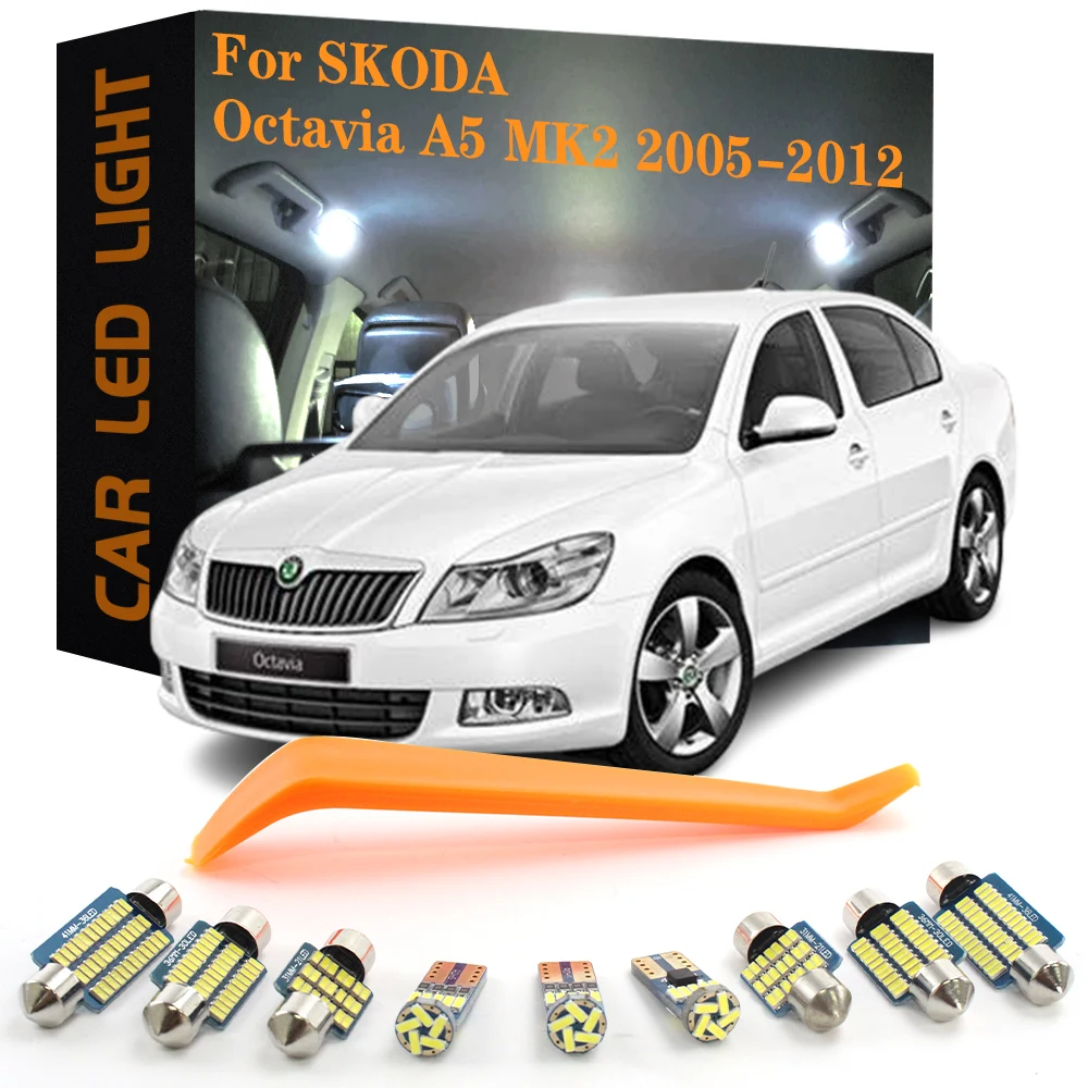 

11pcs Car LED Interior Light Bulb Canbus For Skoda Octavia A5 MK2 1Z 1Z3 1Z5 Sedan Combi 2005 2006 2007 2008 2009 2010 2011 2012