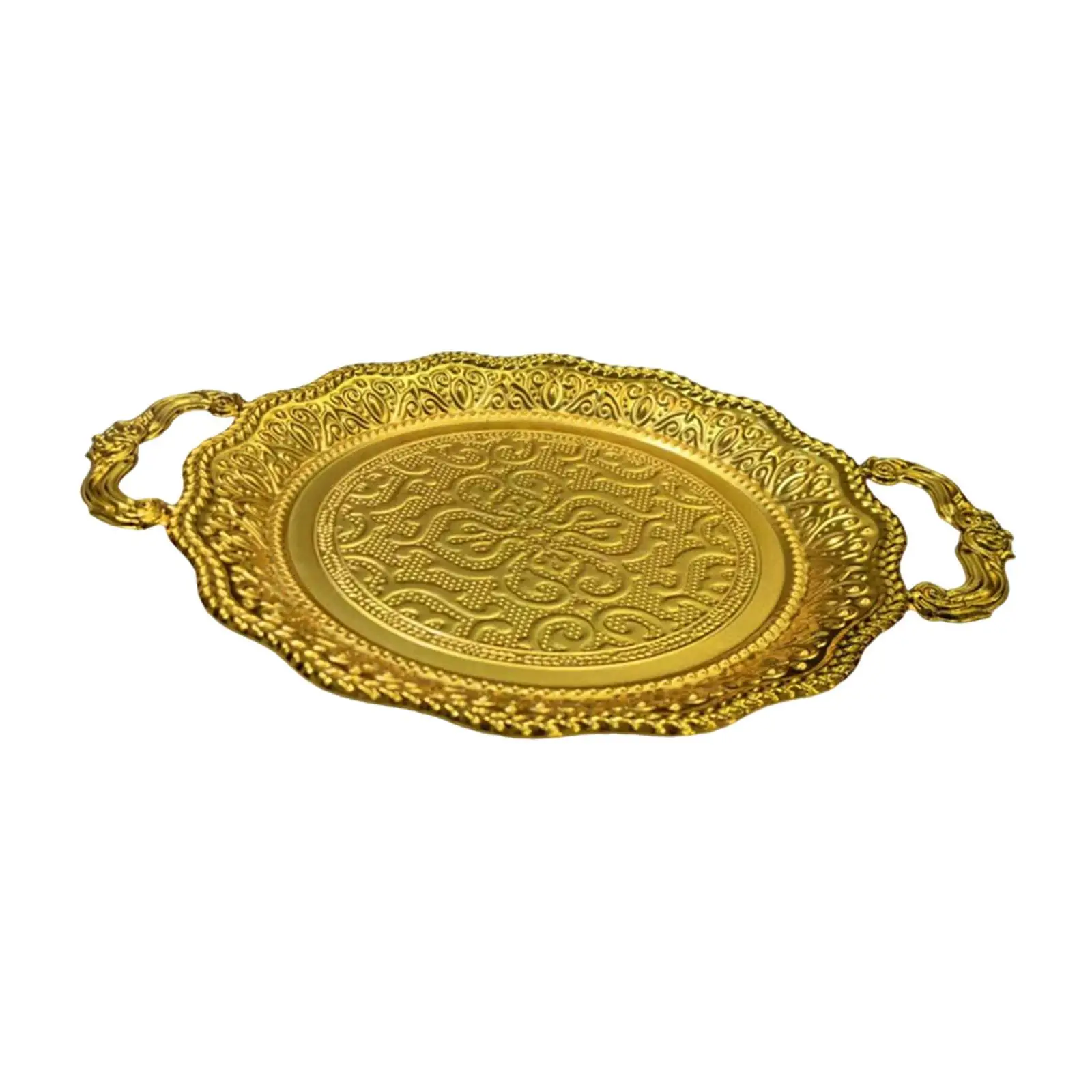 Fruit Plate Serving Tray Multipurpose Iron Lightweight Desktop Decorative Plate Round Food Tray for Candy Dinner Dessert