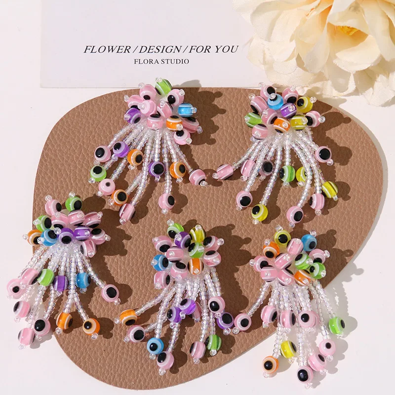 Shoe Charms Sweet Tassel Seed Bead Flower 1 Piece Gentle Korean Dopamine DIY Decor for Girls Clogs Jelly Princess Crystal Shoes