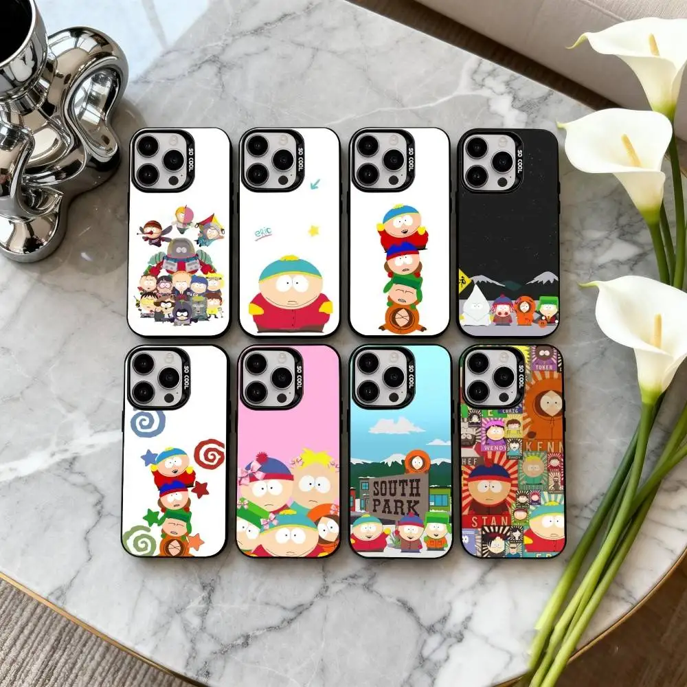 

C-Cartoon S-South-H P-Park-S Phone Case For iPhone17,16,15,14,13,12,11 Plus,Pro Max Black Candy silver phone case