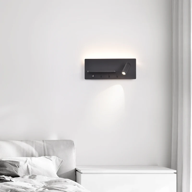 

Bedside lamp rotatable LED reading light independent switch wall lamp bright installation black and white spotlights