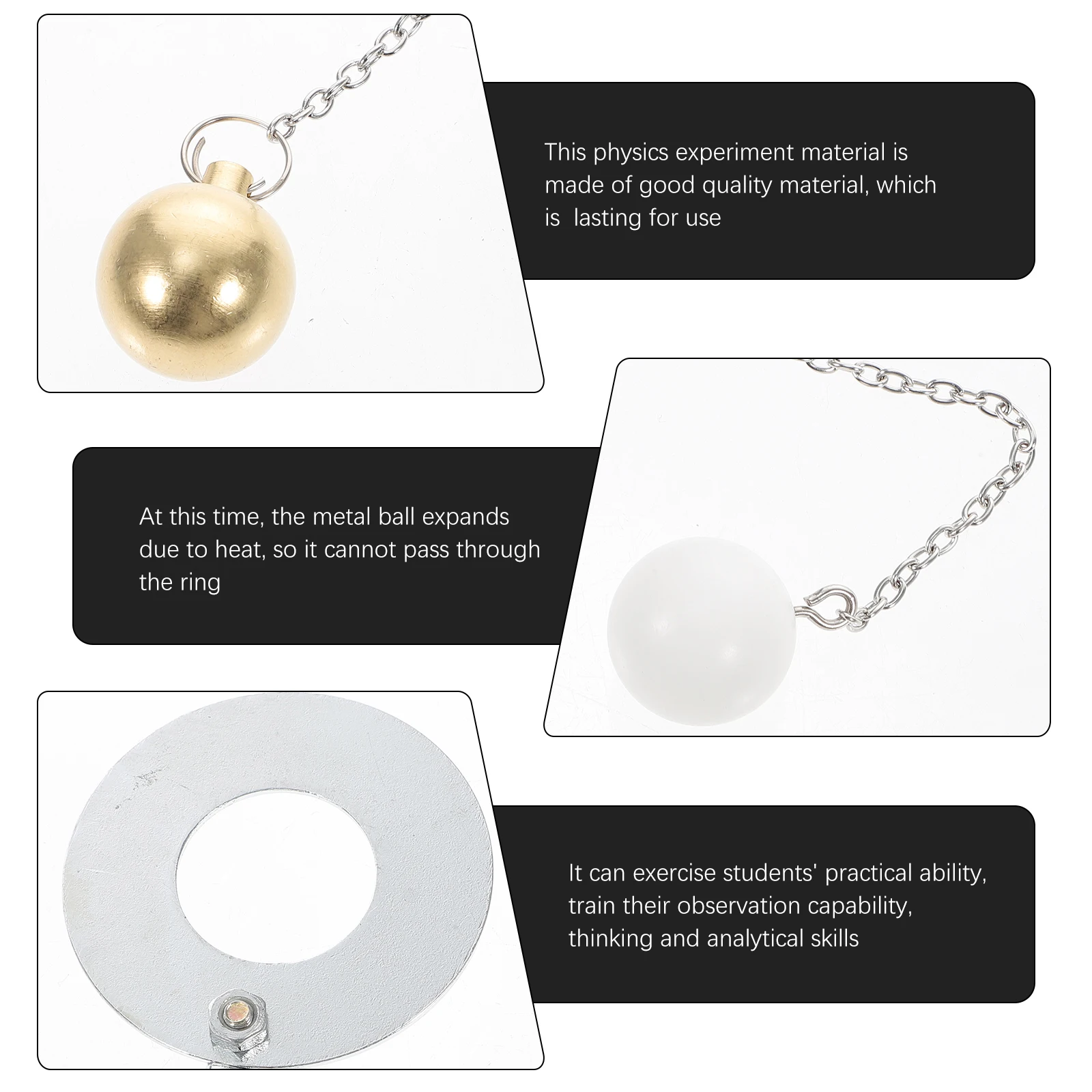 

1Set Experiment Copper Ball Thermal Expansion Contraction Teaching Aid Physical Experiment Tool Laboratory Supplies School