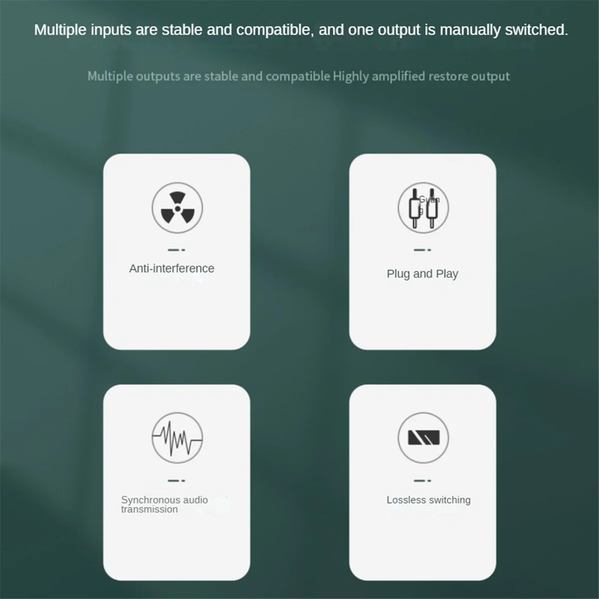 RCA AUX Audio Switcher 4 in 1 Out Stereo Audio pemilih 4X1 3.5mm Aux L/R RCA Audio Switch kotak Analog Audio Selector, B