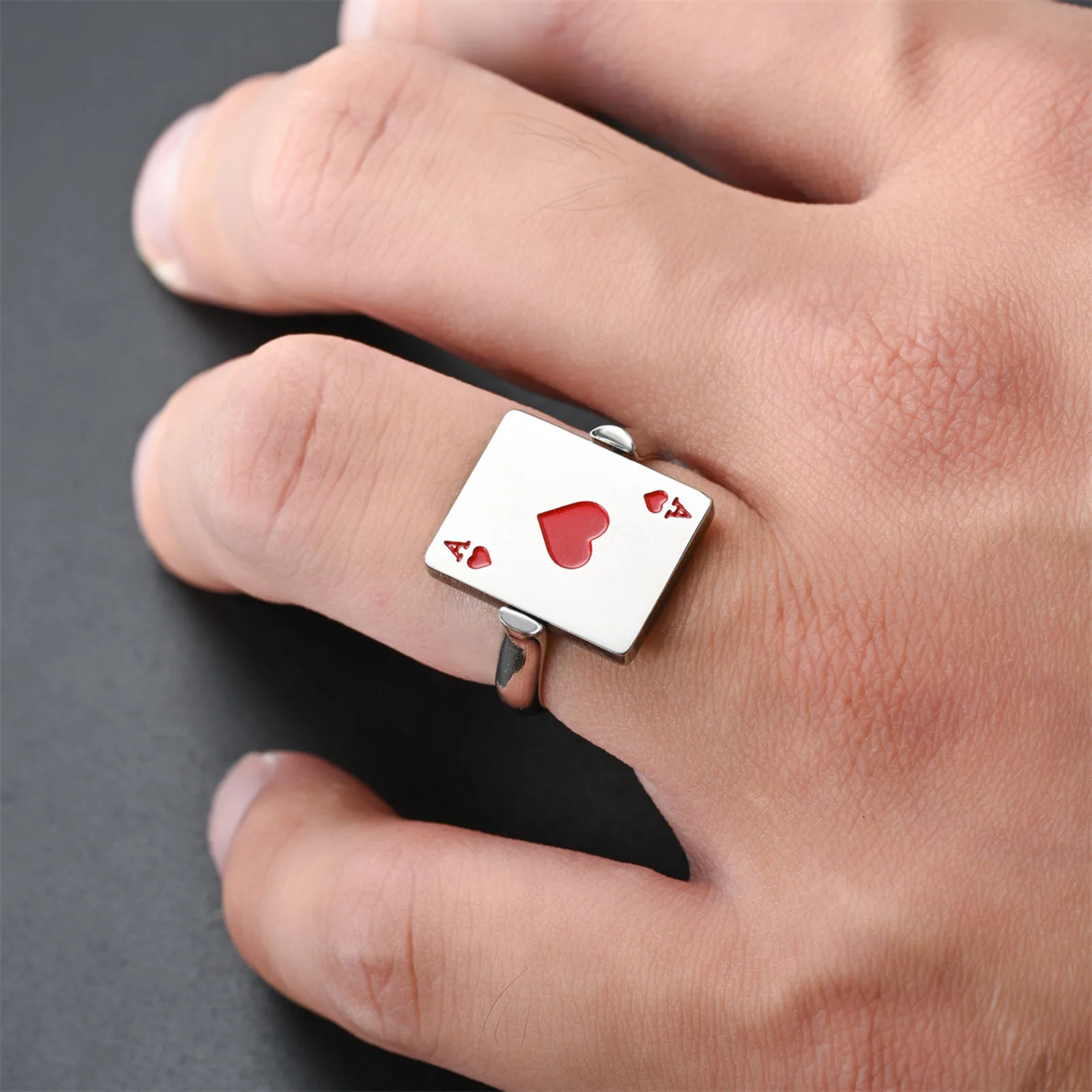 Fidget Rings for Women & Men Reversible Aces of Spades Playing Cards Rings Stackable Anxiety Rings Stress Relief Ring NA