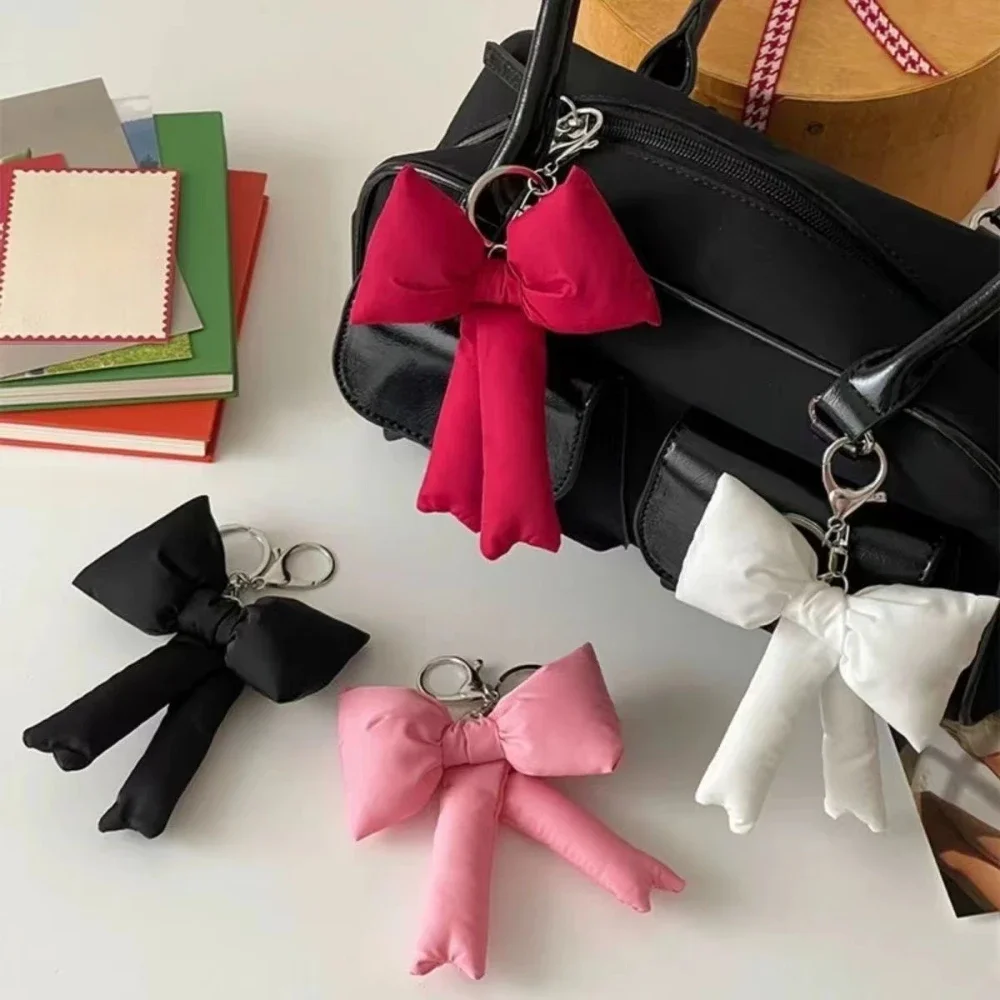 Creative Large Bowknot Keychains Soft Stuffed Toy Bowknot Woman's Handbag Ornament Student Funny Key Chains