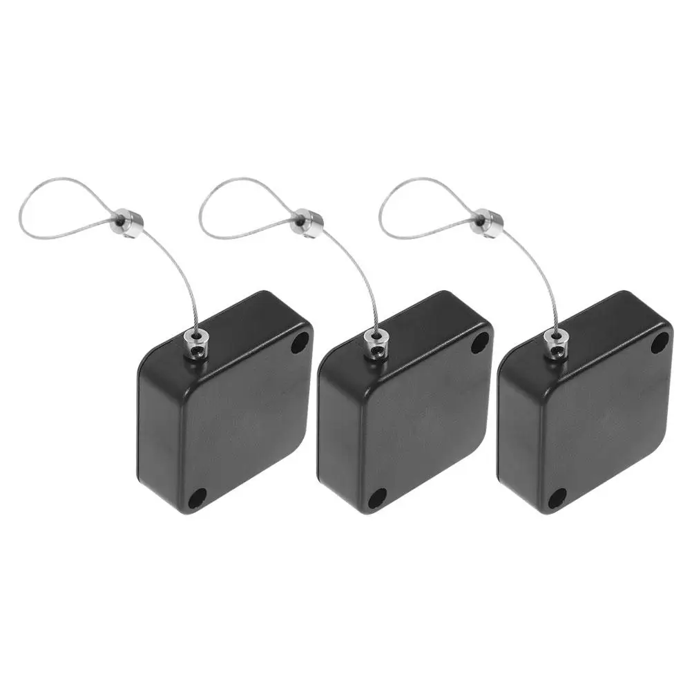 

3Pcs Anti Theft Wire Box Retractable Cable Holder Black 1M Automatic Telescopic Steel Wire Case Anti Lost Hardware