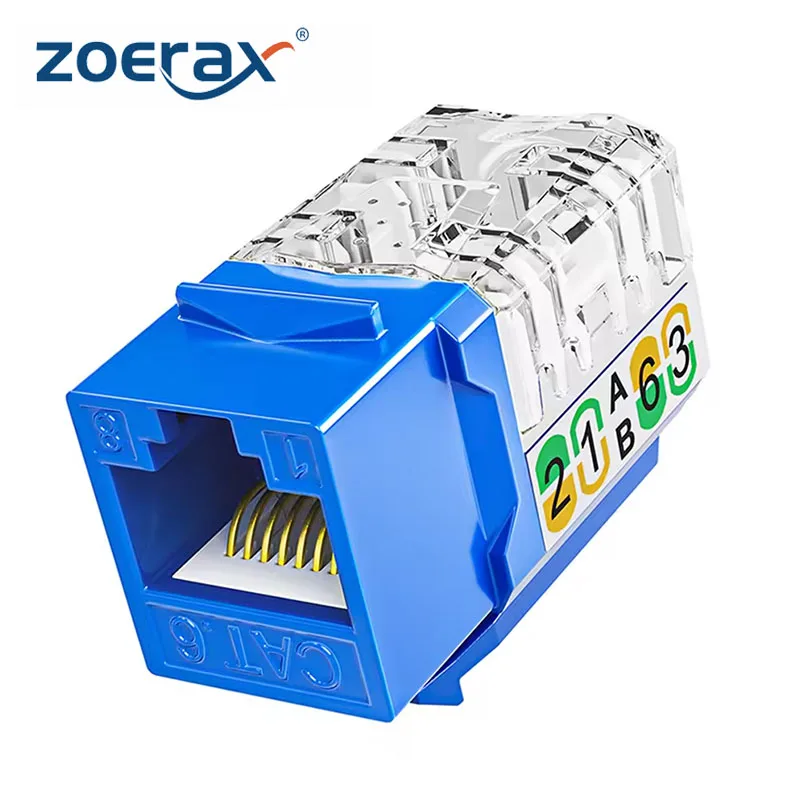 ZoeRax RJ45 Cat6 Keystone Jacks Slim Profile 1/10/30-Pack, 90-Degree Ethernet Punch Down Keystone Jack Adapter