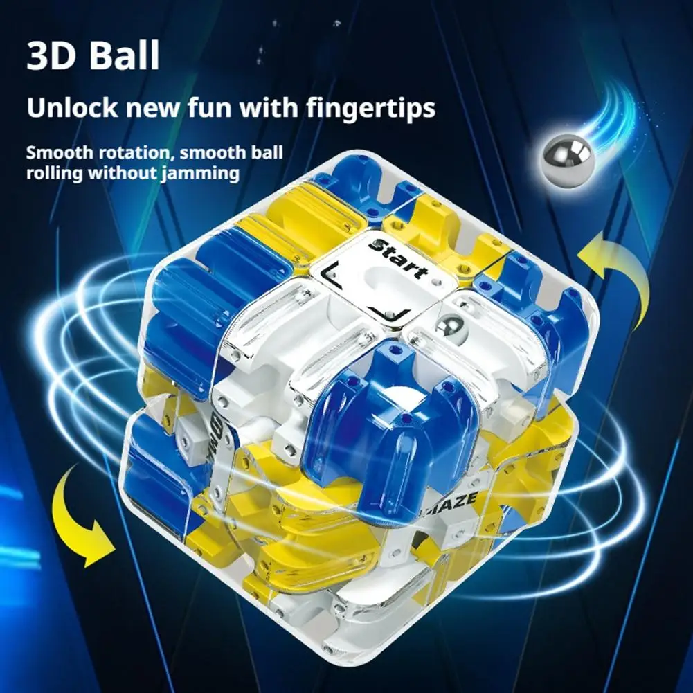 Blue 3D Ball Bearing Puzzle Cube Maze Educational Toy Parent Child Logic Training Stress Relief Cross Border Brain Teaser