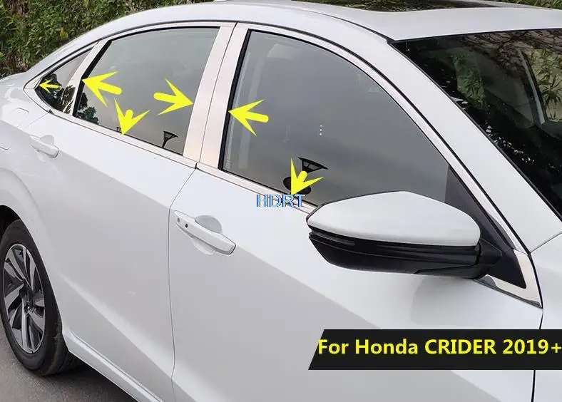 Car Style Exterior Stainless Steel Moulding Door Window Pillar Cover Trim Strip Decoration For Honda CRIDER Envix 2019 2020 2021