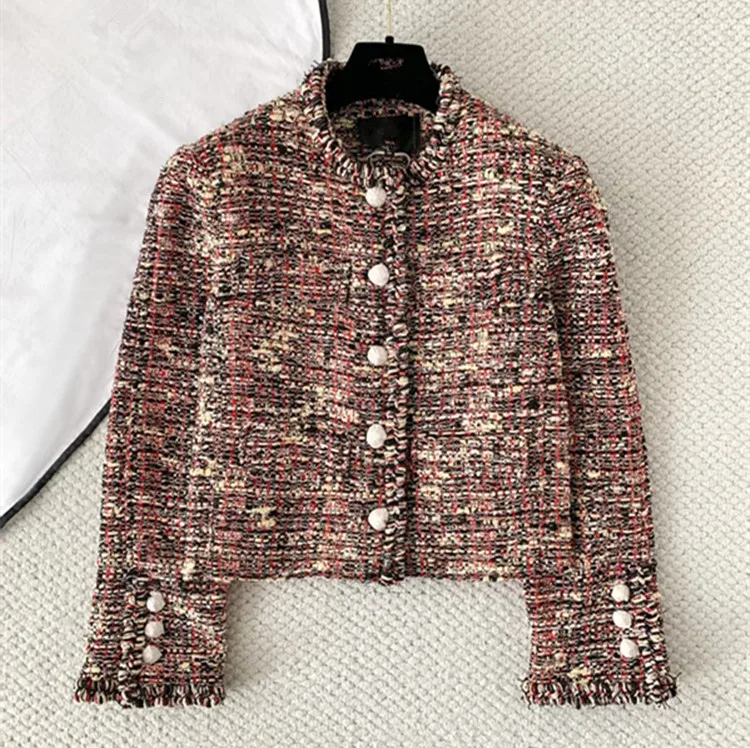 Customization European women's winter 2026 new fashion styles Long-sleeved red Single-button tweed coat