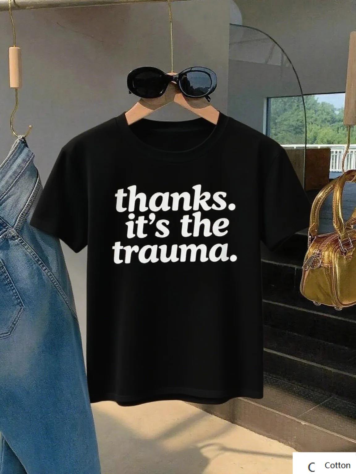 قطن عالي الجودة مع "شكرًا فكاهيًا. إنه الصدمة." طباعة ارفع أسلوبك أثناء مشاركة تي شيرت اضحك S-4XL