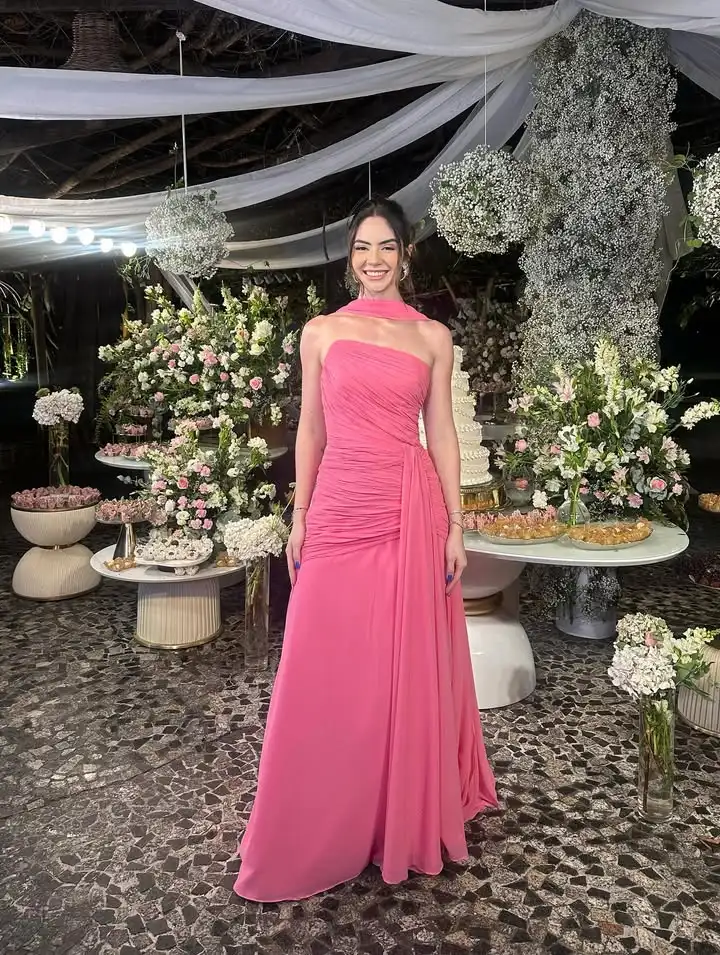 Thinyfull linha a vestidos de baile sem mangas plissado vestido de festa à noite longo ocasião especial vestido robe de soirée personalizado