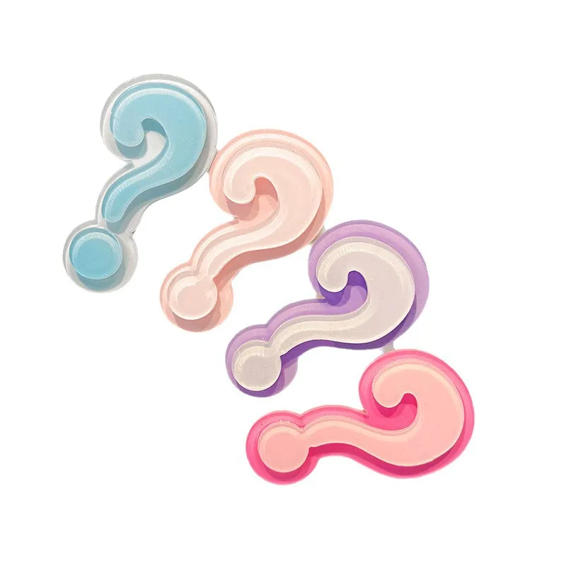 4pcs Colorful Question Mark Acrylic Hair Clips Set