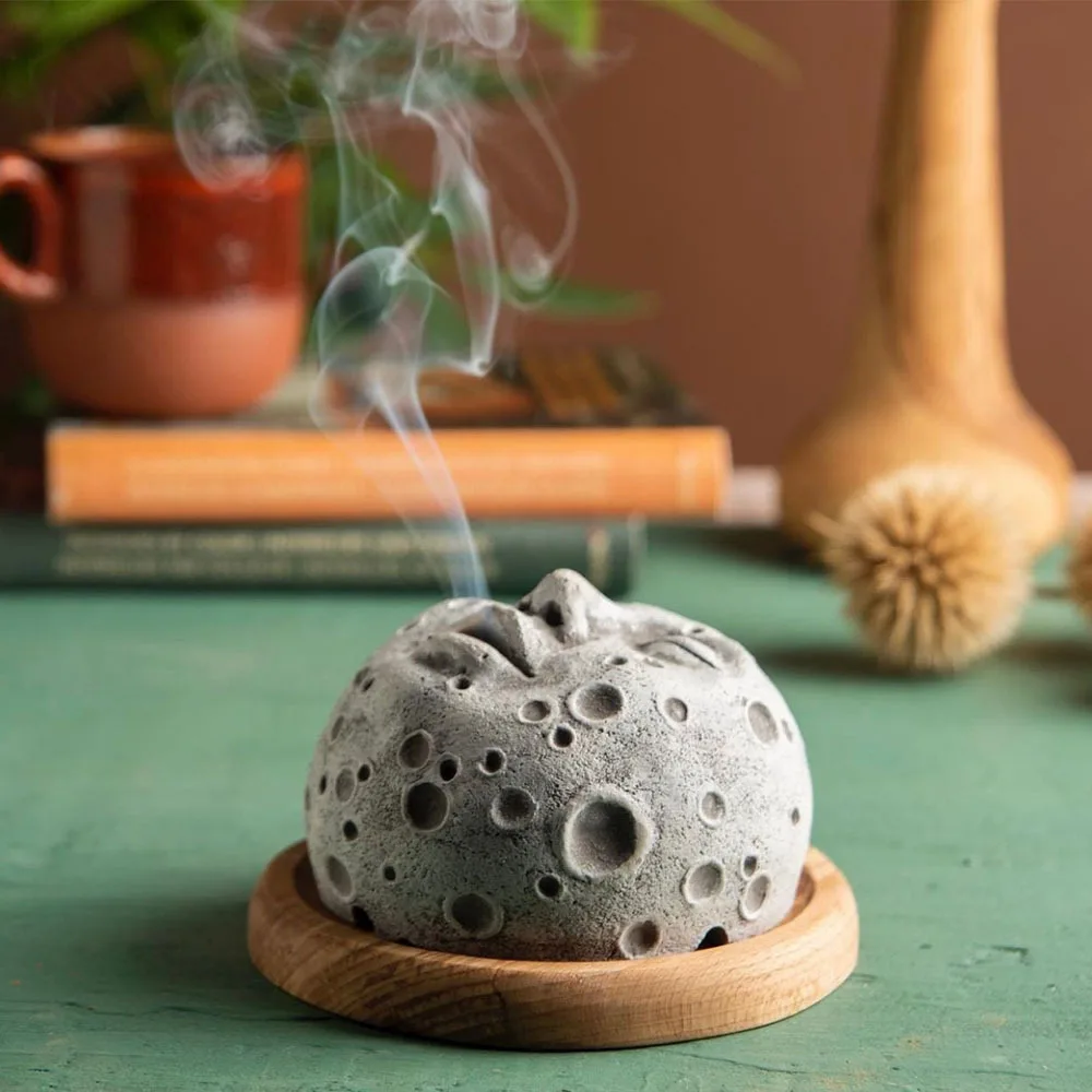 

Moon Surface Incense Burner Aromatherapy Decor for Living Room Home