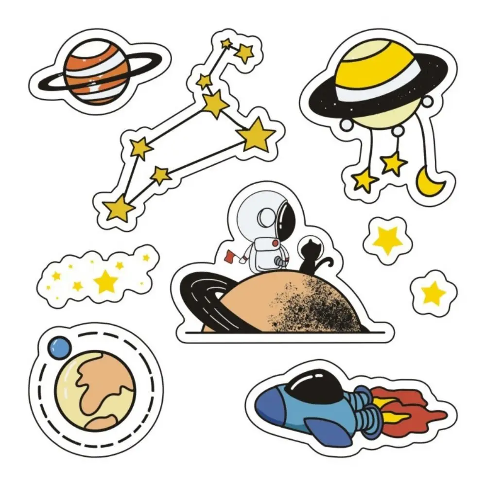 1/10Pcs Cute Cartoon Patterns PVC Stickers Space Astronaut Waterproof Notebook Decoration DIY Colorful Phone Water Bottle Decor