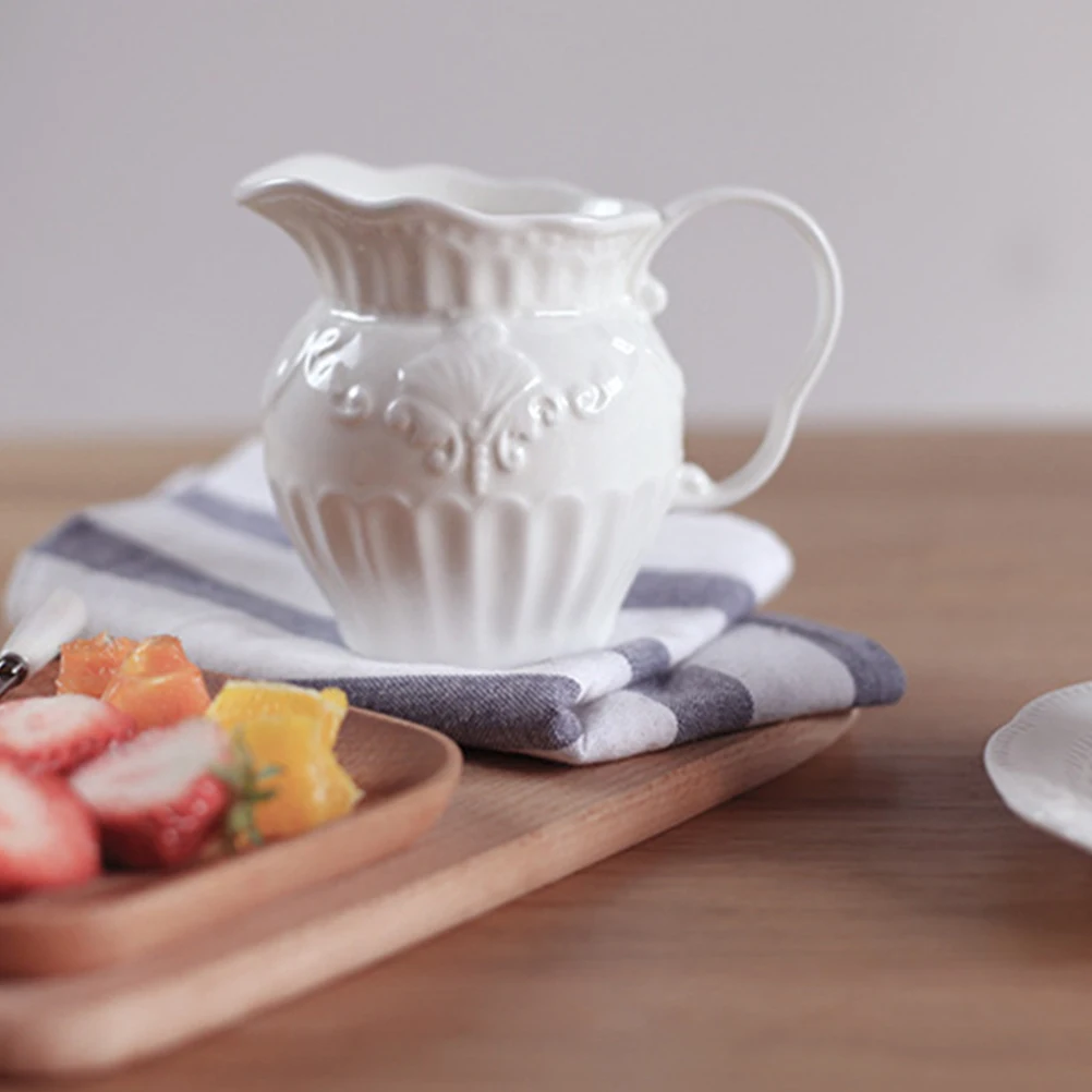 

s Ceramic Frothing Pitcher Heat Resistant Coffee Jug Leakproof Design Portable Handle Dessert Shop Cafe Restaurant