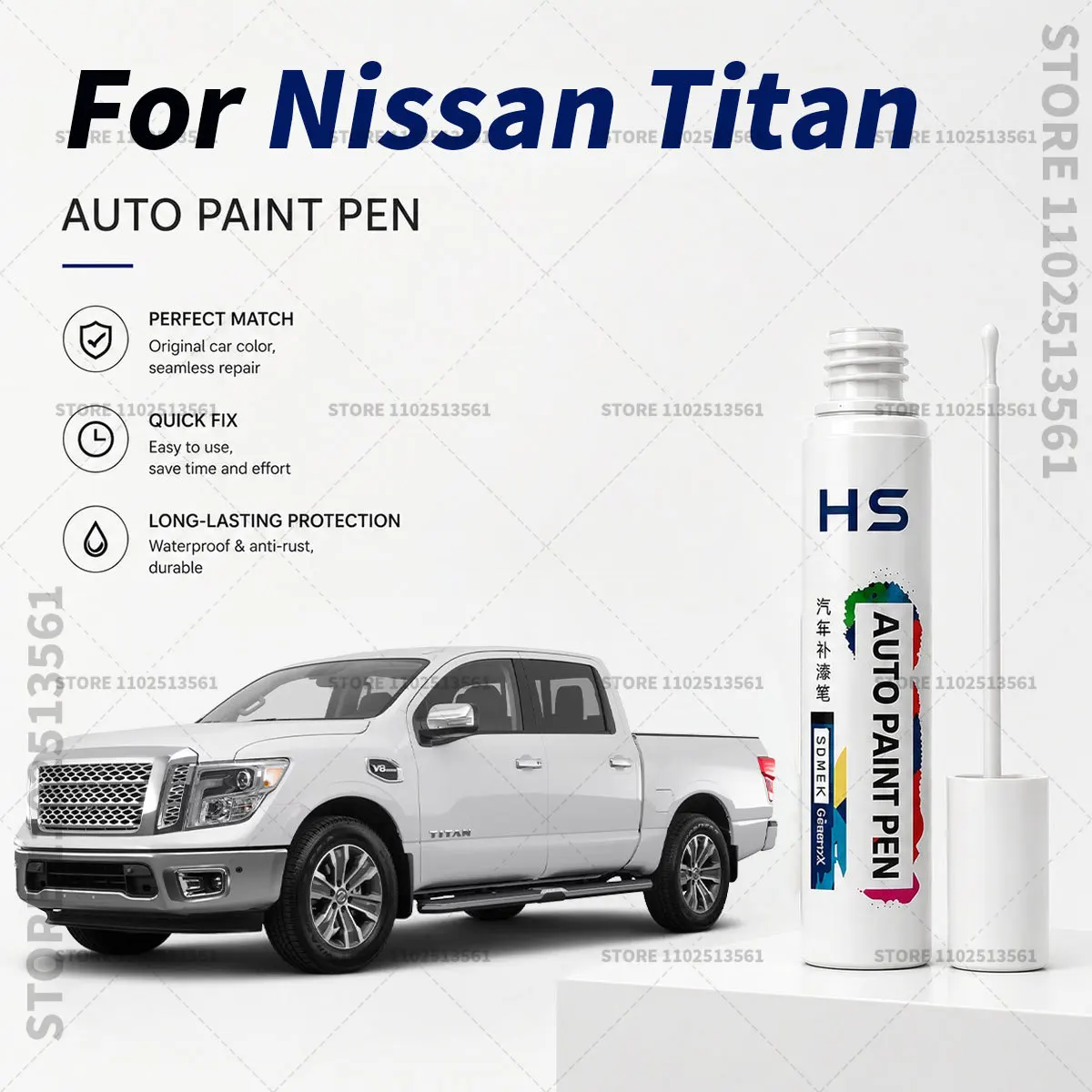 Car Touch Up Paint Pen Deep Scratch Repair Auto Paint Brush For Nissan Titan Brilliant Silver Pearl White Red Alert Super Black