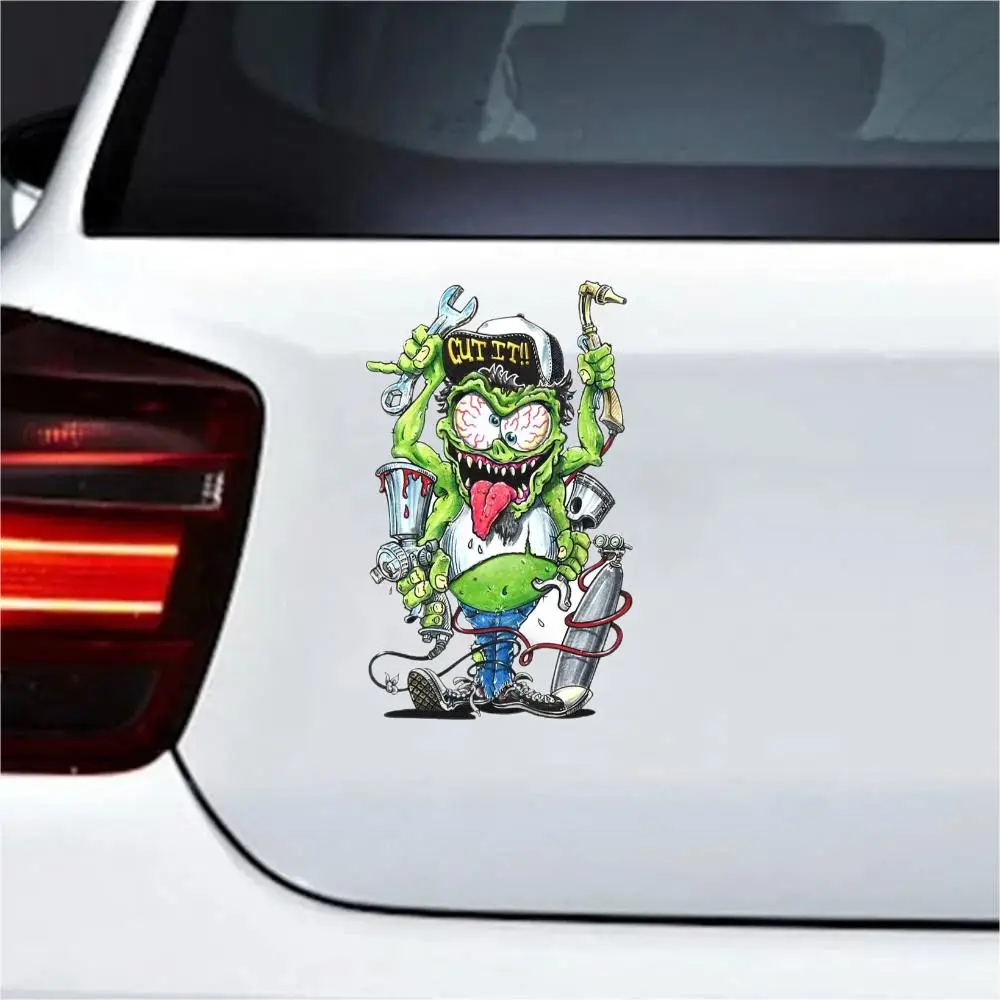 Personality Mechanic Kustom Kulture Monster Car Sticker Piston Repairman Decal CUT IT Window Laptop Toolbox Stickers