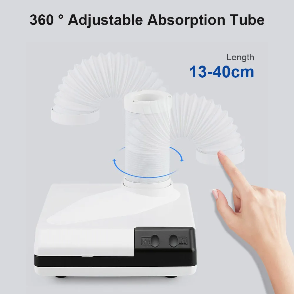 60W Dental Lab Vacuum Cleaner Dust Collector Extractor Aspirator Retractable LED Suction Machine for Table Polishing Equipment