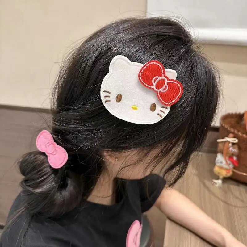 

Kawaii Sanrio Hello Kitty, милая заколка для волос на липучке, бесшовная наклейка для макияжа с челкой, клейкая наклейка, подарок на день рождения для девочек