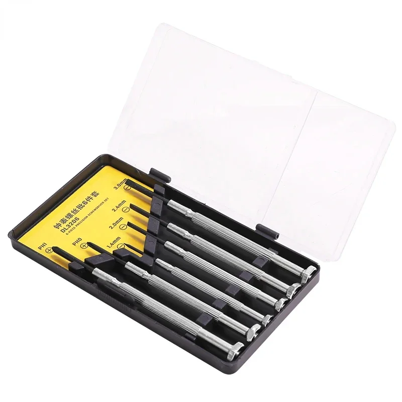 

6 PCS Precision Screwdriver Set with Flat Head and Philips 6 Different Sizes for Watches Clock Glasses Electronic Repairs Tool