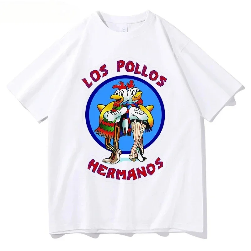 Men's Lopolo Brothers Mixed Cotton Loose T-shirt Breaks Bad Guys LOS POLLOS Chicken Brothers Printed Yellow Funny
