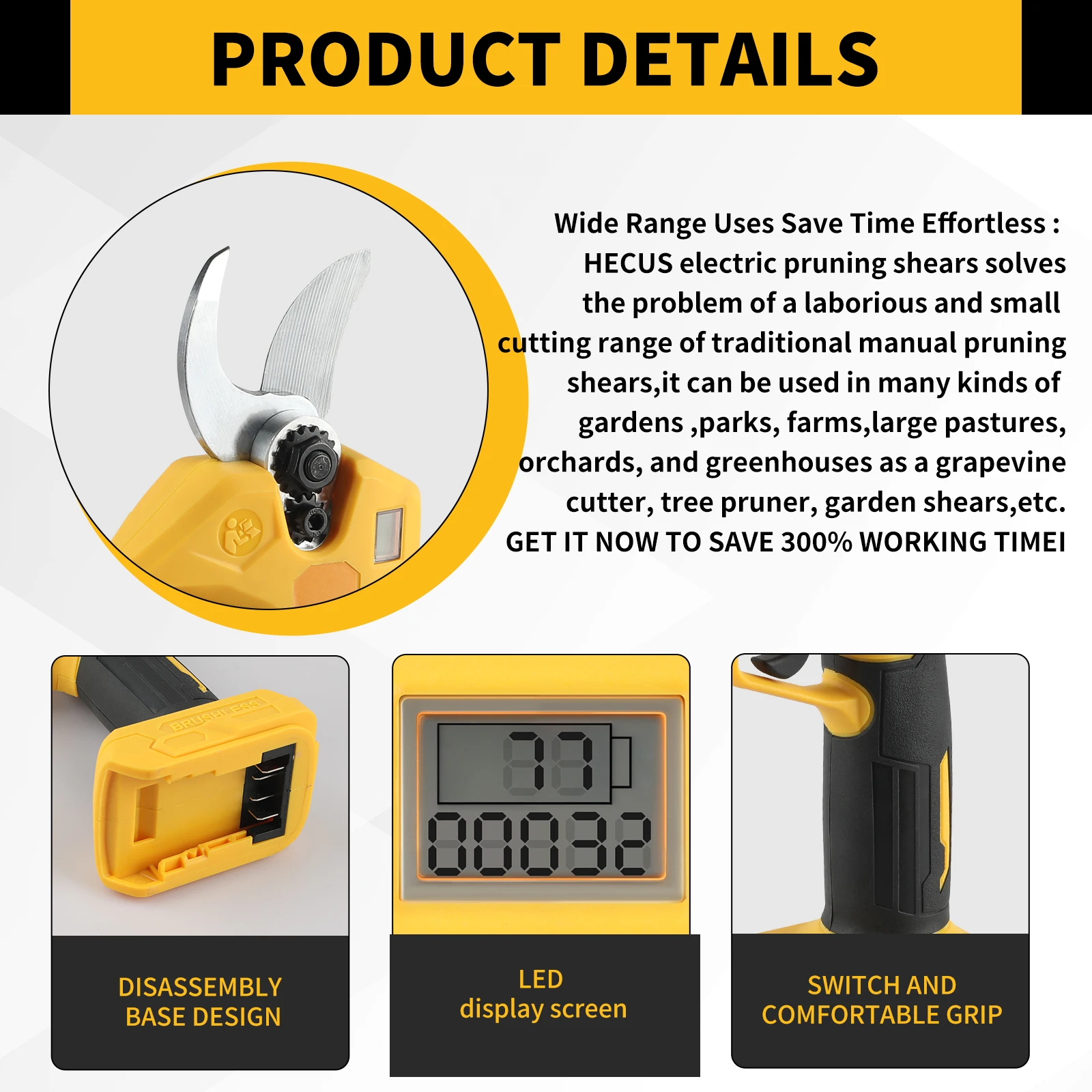 Dewalt Brushless Electric Pruning Shear 45mm For Dewalt 20V Battery Cordless Fruit Tree Bonsai Electric Scissors
