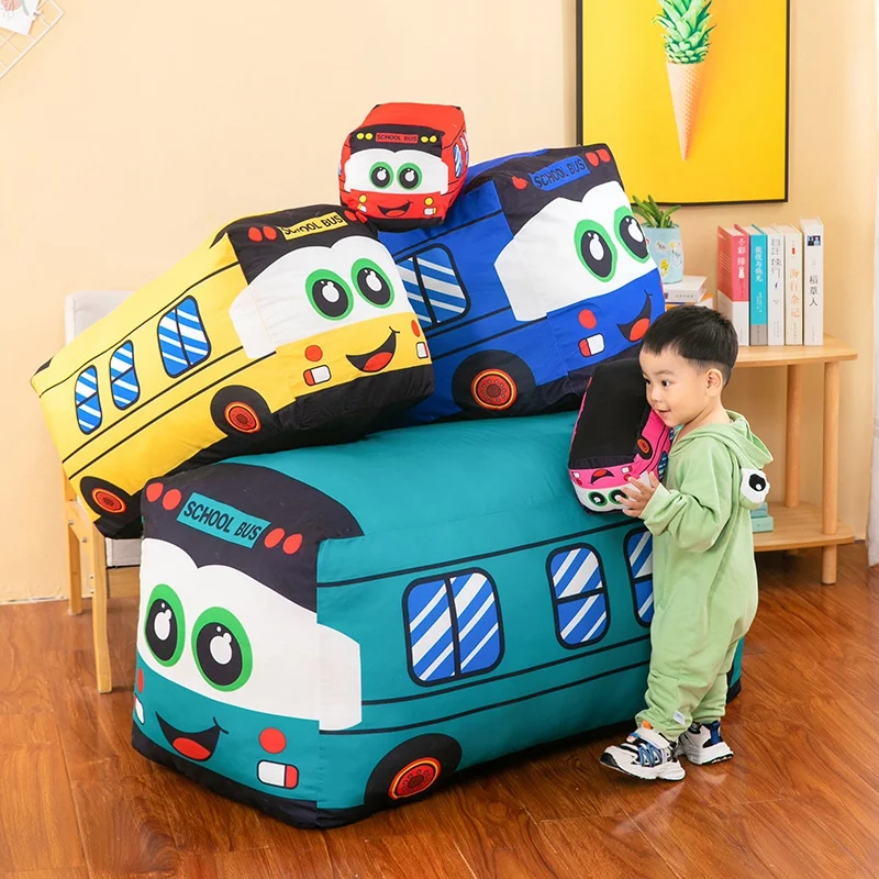 25cm-65cm Simulation Giant School Bus Plush Toy Pillow Cartoon Artificial Soft Stuffed Dolls Kids Gift Lovely Stuffed Van Dolls