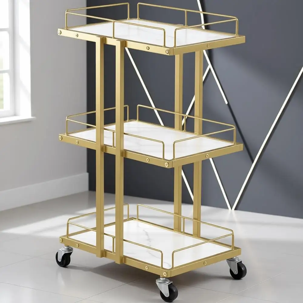

3-Tier Rolling Cart for Manicure and Beauty Equipment (White)