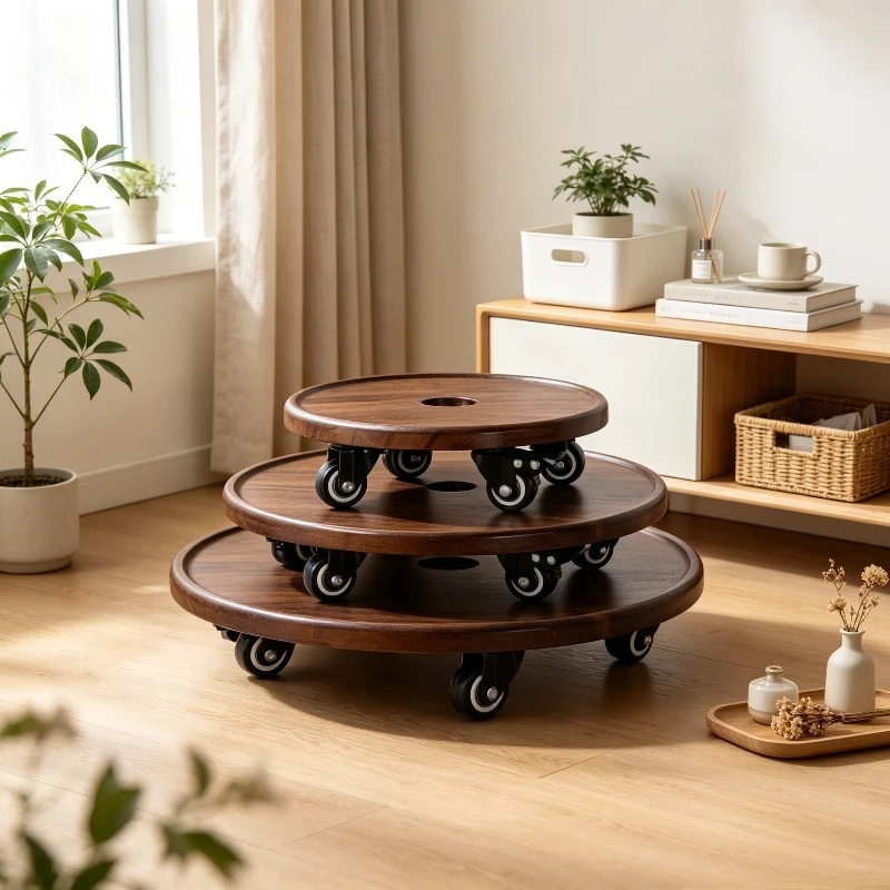 Heavy-duty Plant Stand on Wheels, Rolling Flower Pot Tray Rack with Reinforced Swivel Casters, Sturdy Mobile Dolly for Garden.