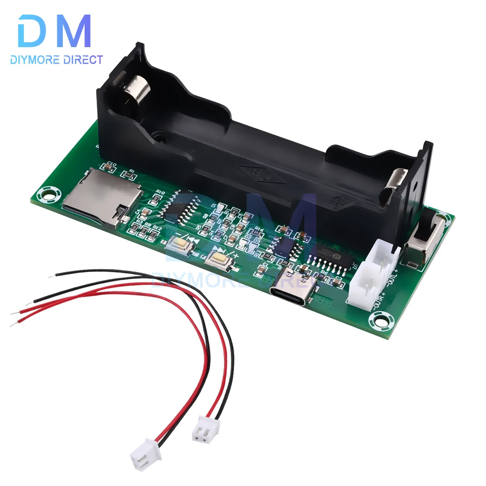 PAM8403 Amplifier Board 2*5W 2.0 Channel Stereo Class D Audio Amplifier Module 18650 Battery Holder TF Card Speaker A152