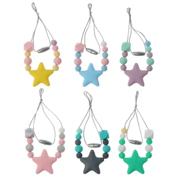 57EE สำหรับ Creative Silicone Star Teether สำหรับเด็กออทิสติกสร้อยคอเคี้ยวจี้