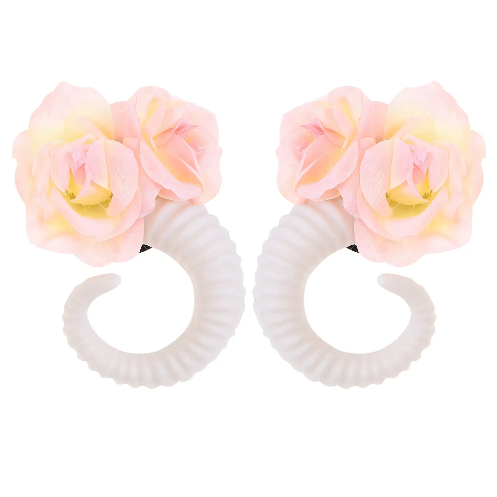 

1Pair RAM Horn Rose Hairband Elegant Vintage Floral Headdress for Women Photography Festival Cosplay Wedding Party Accessory