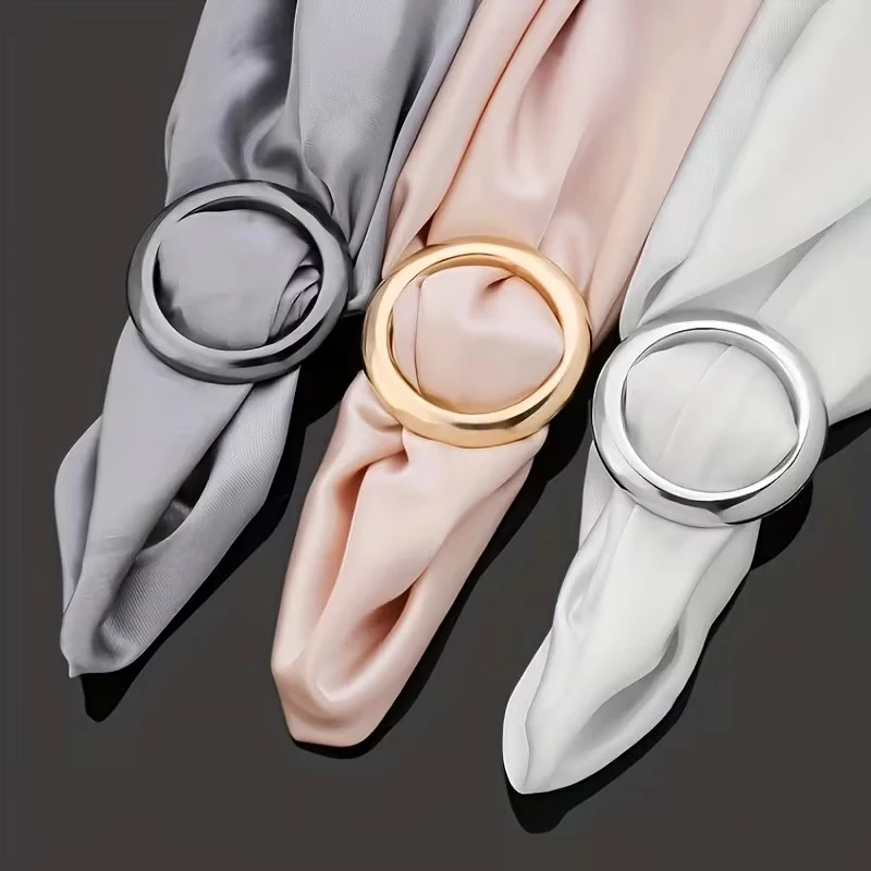 2PCS Scarf Ring Clips Waist Buckle Clip T-Shirt Tie Pin Clip for Women Fashion Metal Circle Buckle for Clothes Hat Belt Decor