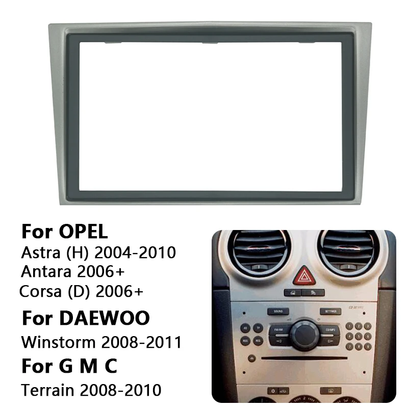 11-090 Car Radio Fascia for OPEL Astra (H)/DAEWOO Winstorm/Terrain Silver Stereo Fascia Dash CD Trim Installation Frame Kit