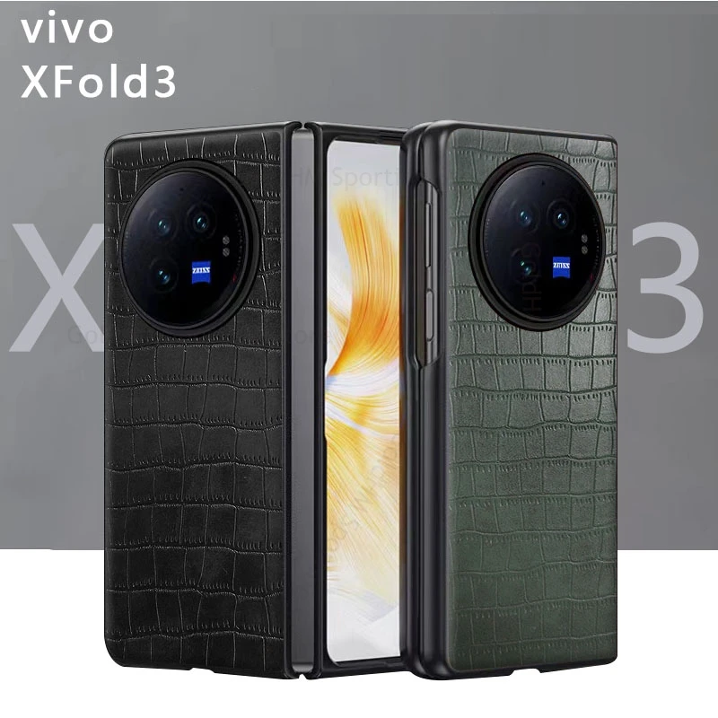 

Crocodile Texture Leather Phone Case For Vivo X Fold3 Pro Capa Hard PC Holster Protective Flip Cover For Vivo X Fold 3 Pro Fold2