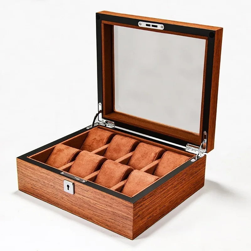 Wooden Case Machinery Watch Display Box with Lock Luxury Watch Storage Box Portable Organizer Travel Safe Boxes Gift Packaging