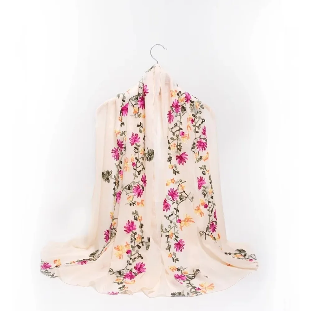 Spring Summer Long Scarf Cotton Linen Literary National Style Women's Scarves Dual-Purpose Embroidered Travel Sunscreen Shawl
